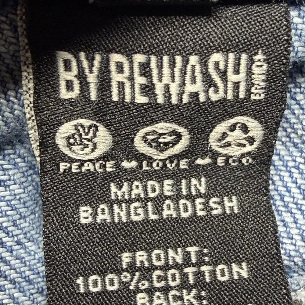BY REWASH Shorts Jorts 1/25 Blue High Rise Denim Distressed Cutoff